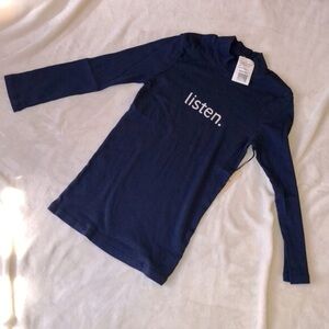 Daydream Nation Navy Listen Fashion Top, M NWT